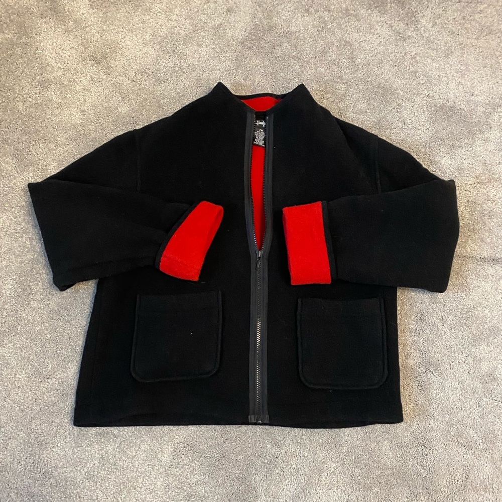 Black jacket with red lining
